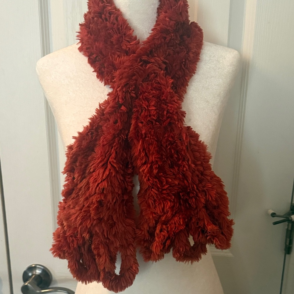 Luxurious Faux Fur Scarf in Rich Red